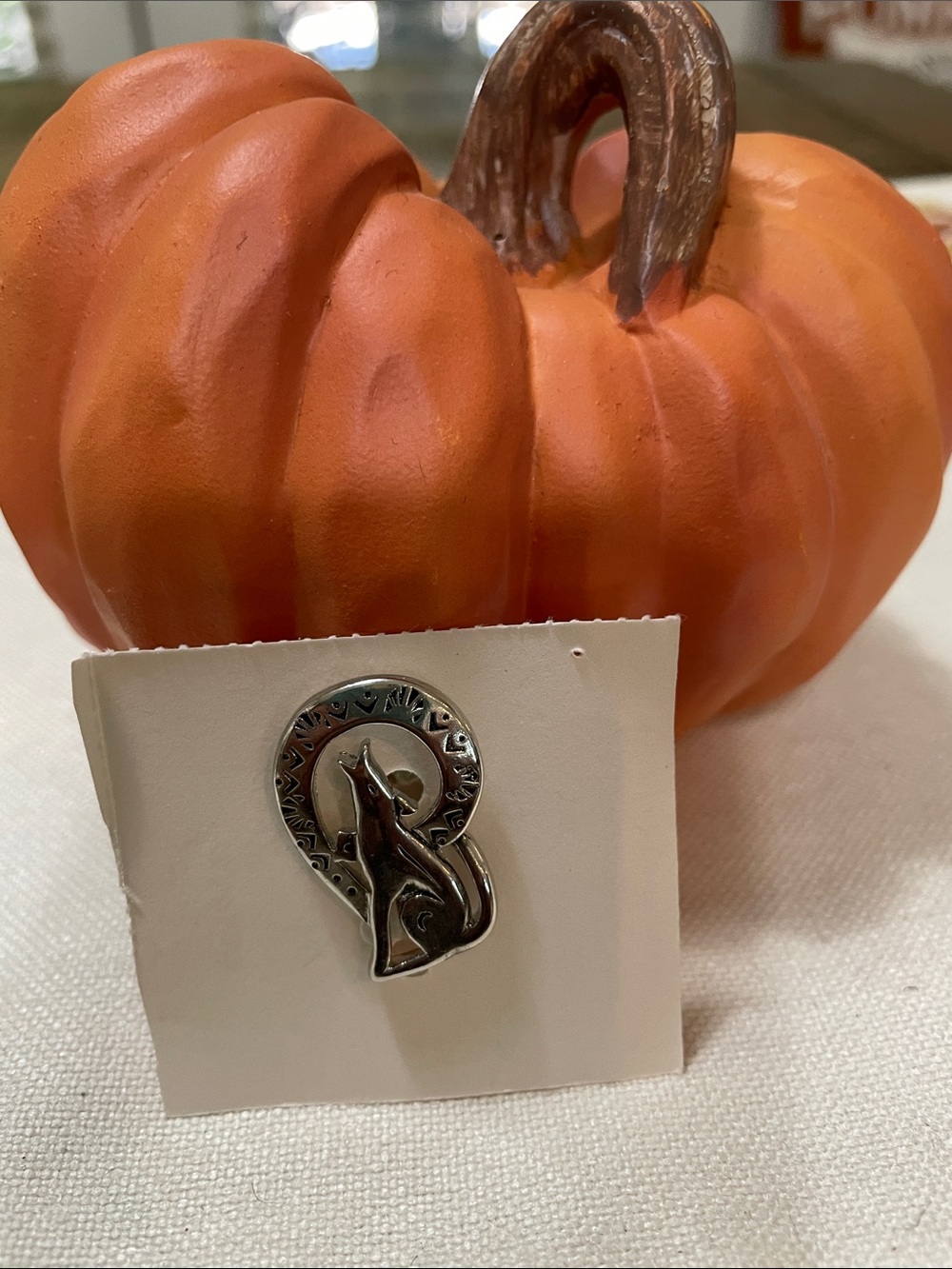 Vintage Silver wolf  Moon Pin - Unbranded